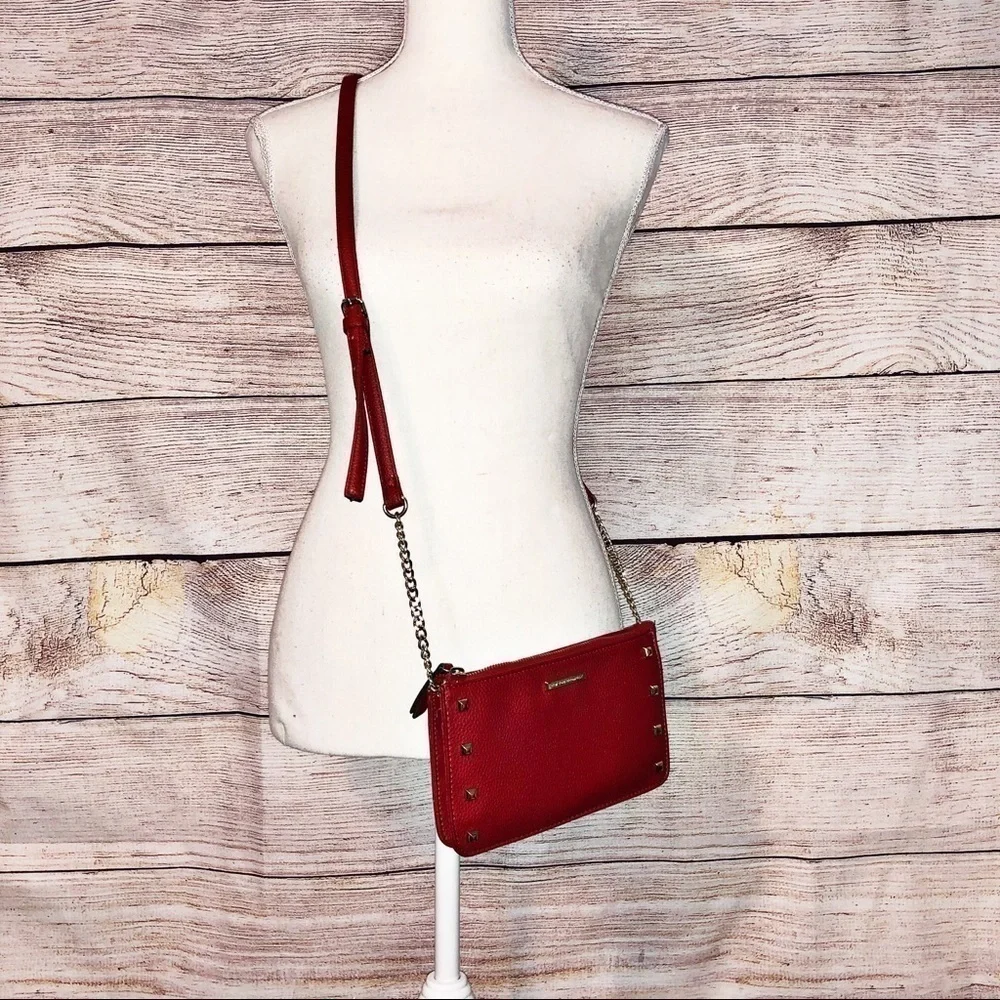 New York & Co. Red/Gold Crossbody Mini Studded Bag